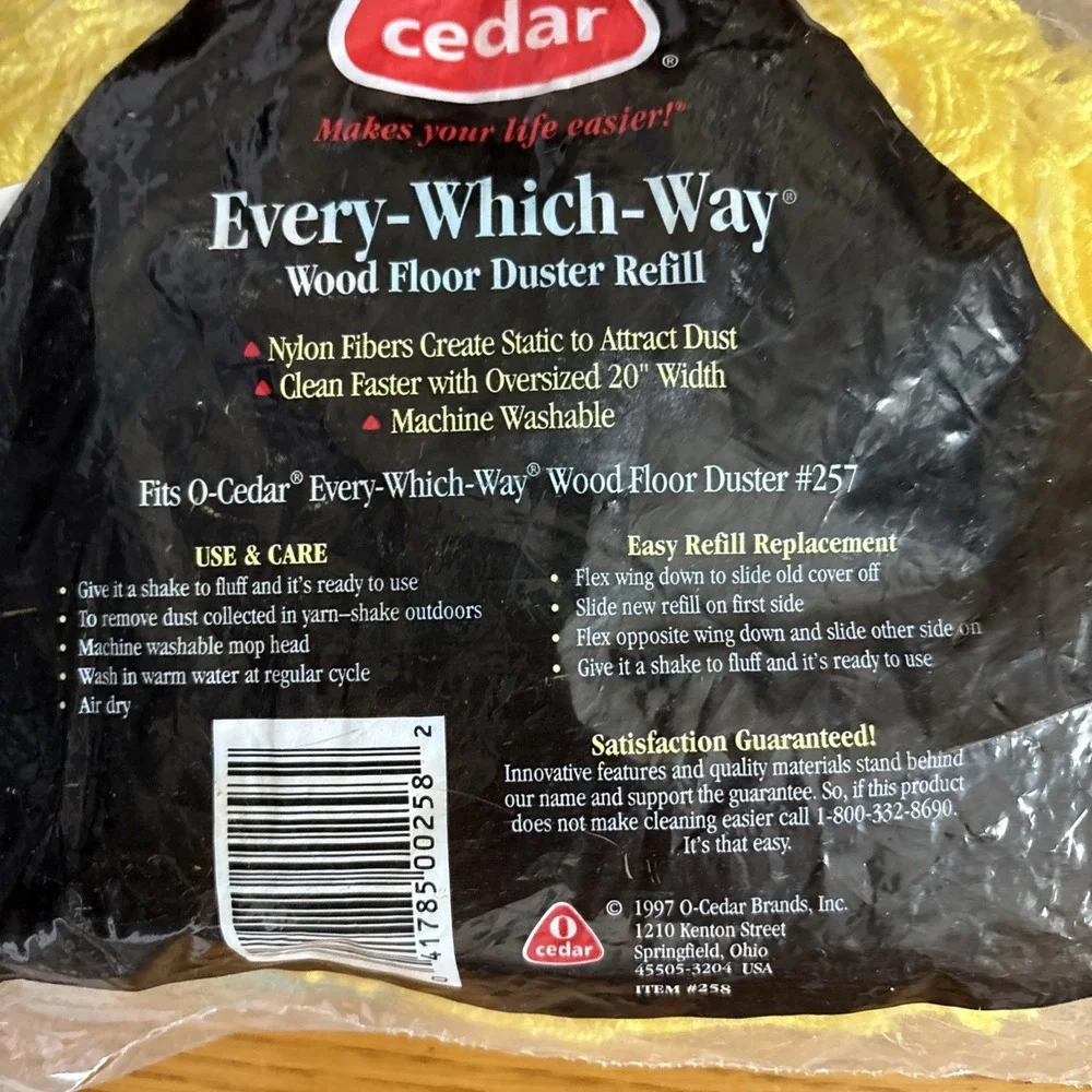 1997 NEW O Cedar Wood Floor Duster Refill Every-Which-Way Nylon Washable #257